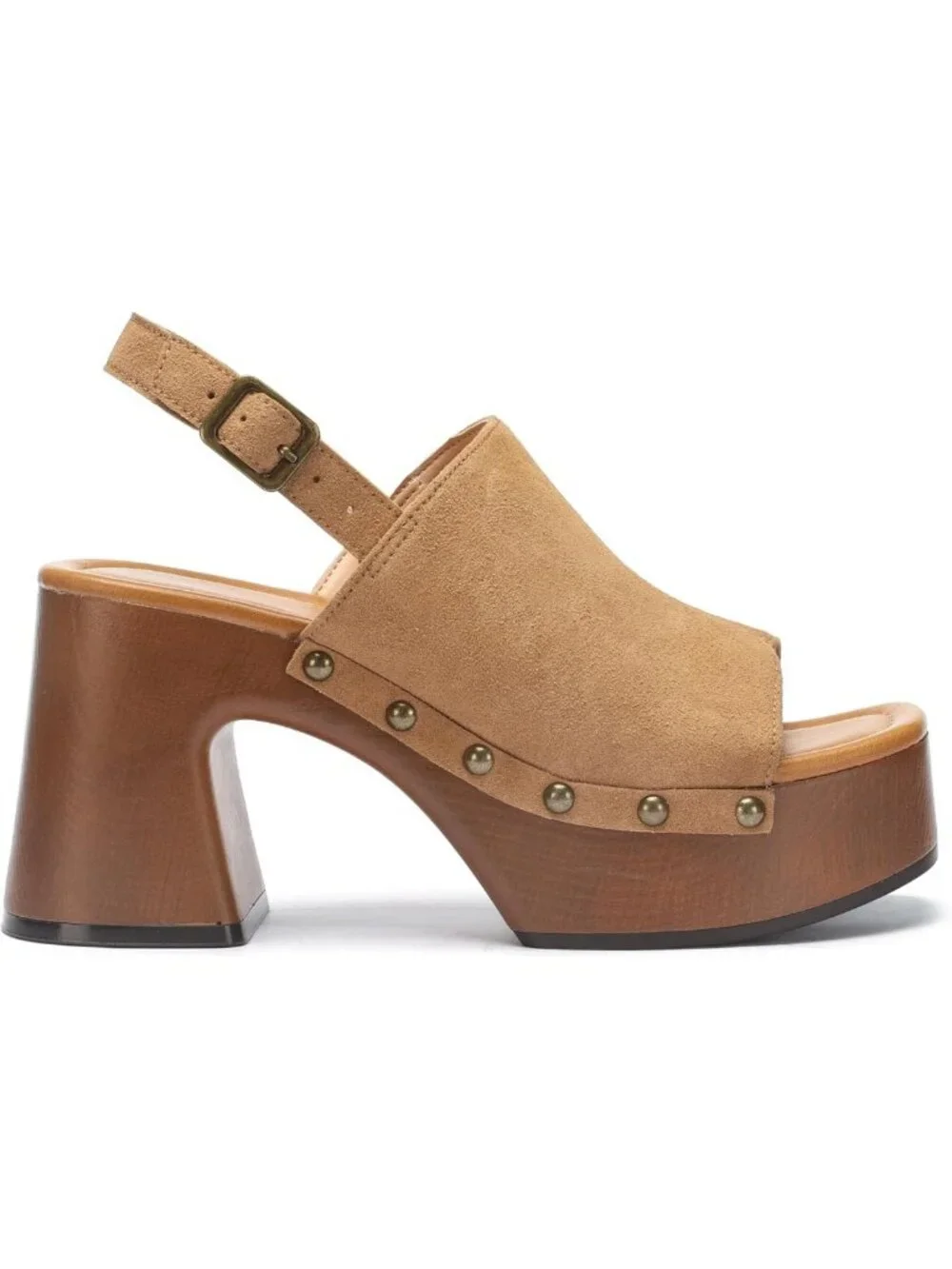 Stylish Chunky Platform Sandals, Studded Faux Suede Open Toe Heels, Summer Shoes
